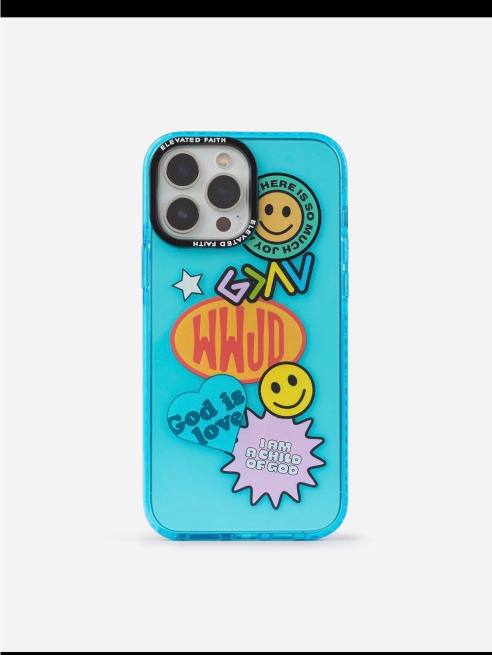 Blue Graphic Sticker Phone Case with Positive Message - Elevated Faith